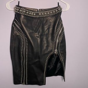philipp plein leather skirt with studs